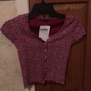 Red Floral Ruffle Zelly Top